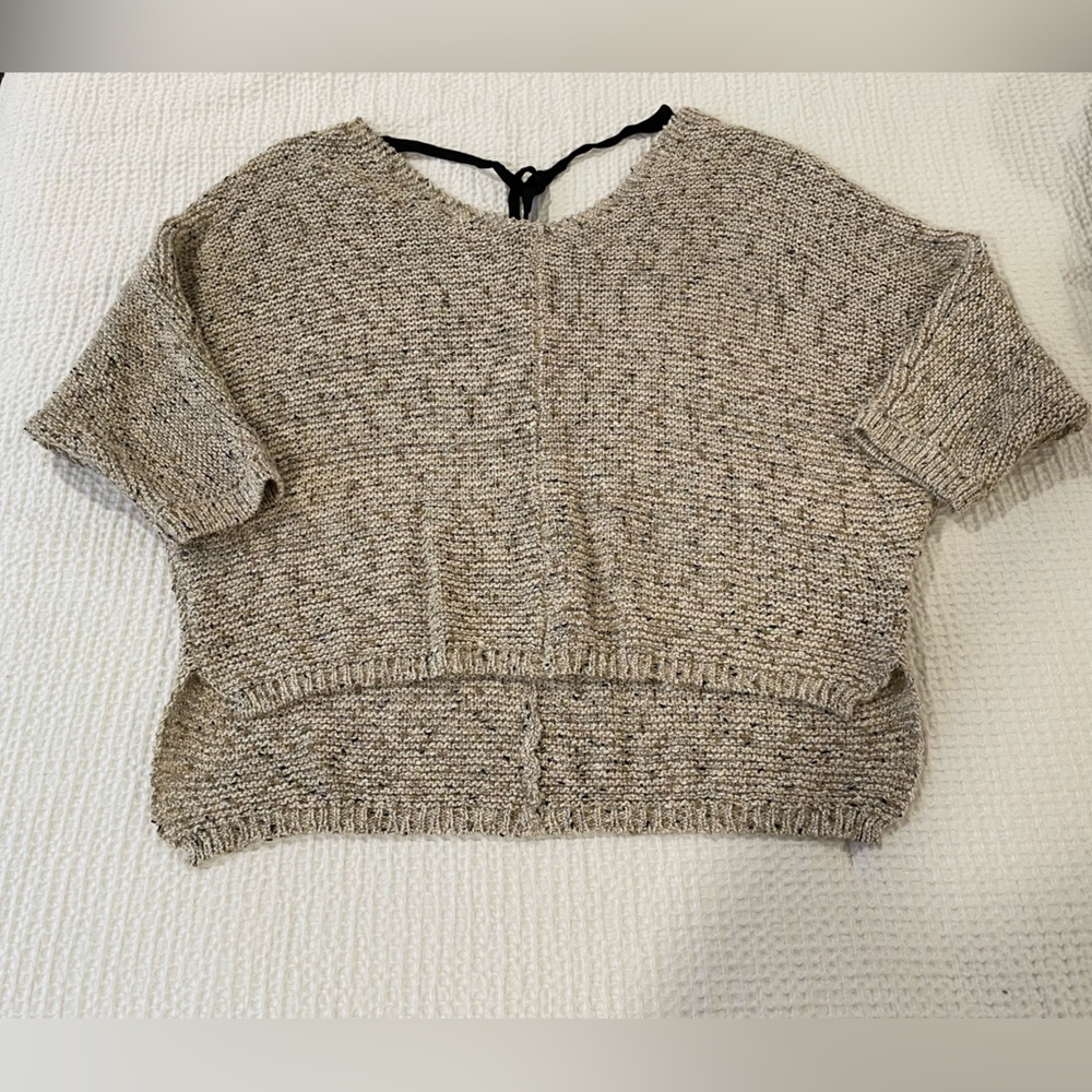 DJ and Juju women’s tan brown sweater tie back pullover size extra large - Picture 1 of 3